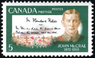 Postage Stamp with Image of John McCrae the author of the 1918 poem In Flanders Fields.